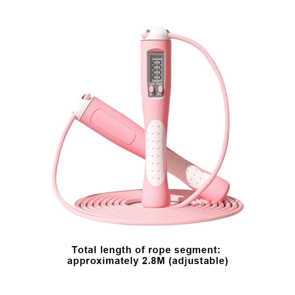 Adjustable pink skipping rope with 2.8-meter length specification