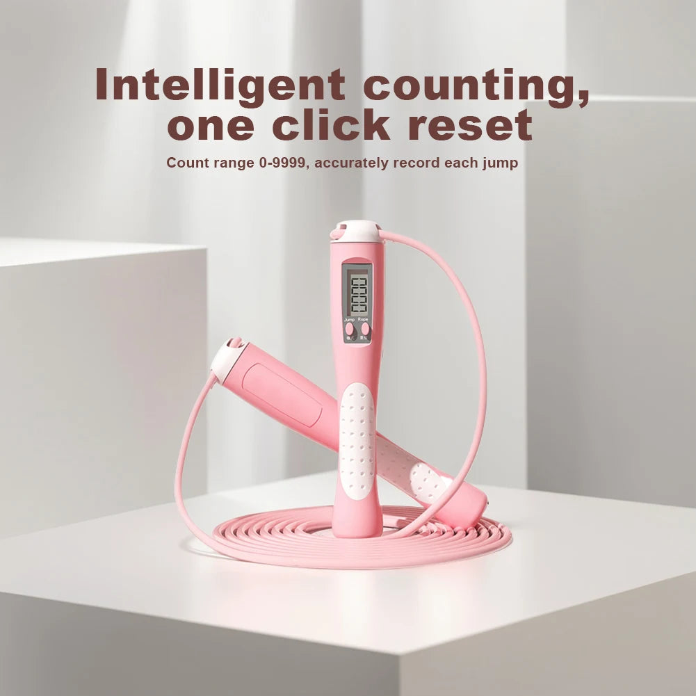 Smart skipping rope with one-click reset and digital counter